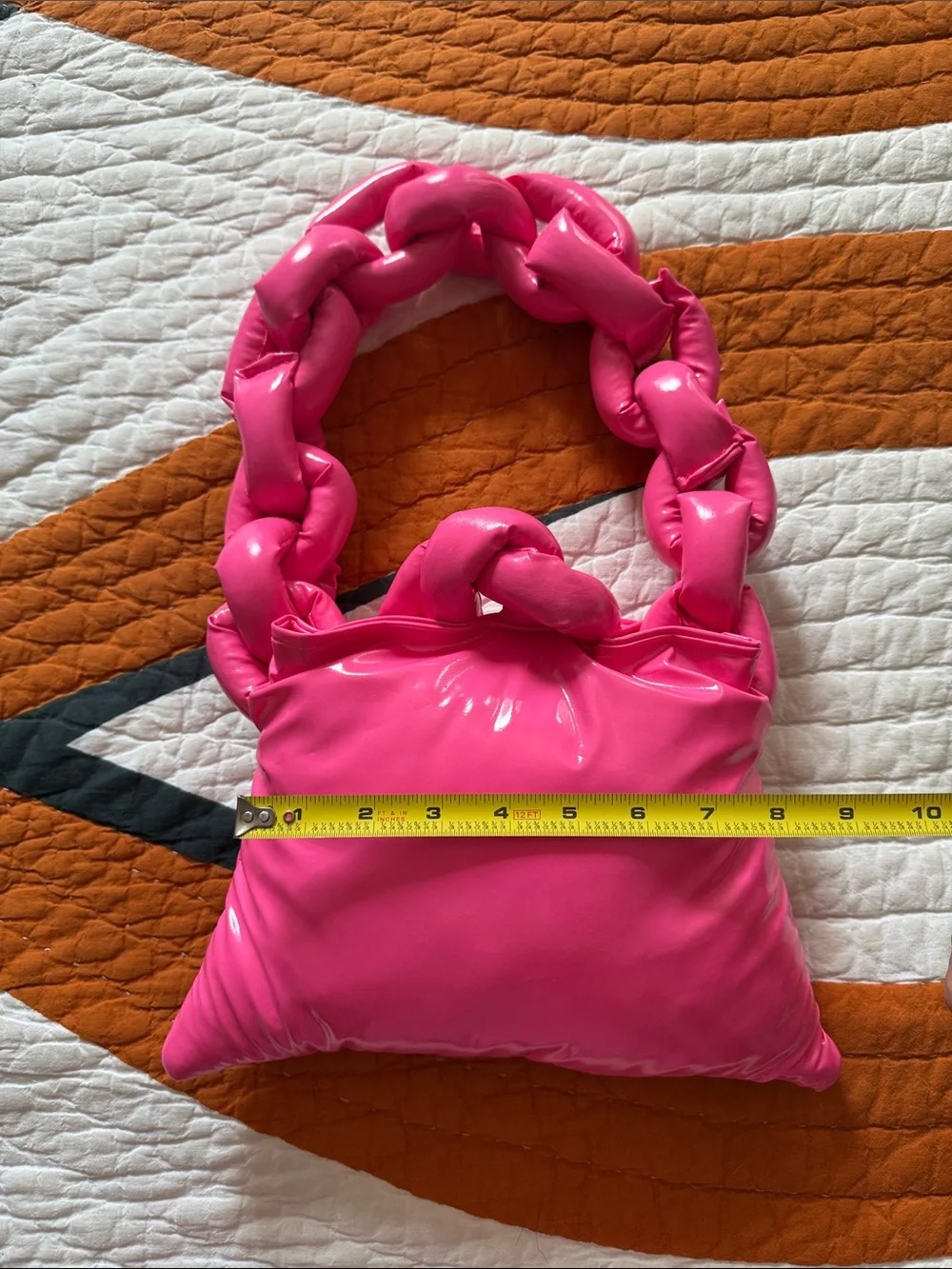 Hot Pink Puffy Chain Link Shoulder Bag